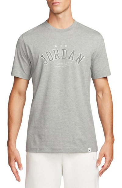 Shop Jordan Flight Essentials Graphic T-shirt In Dk Grey Heather/ Black/ Black