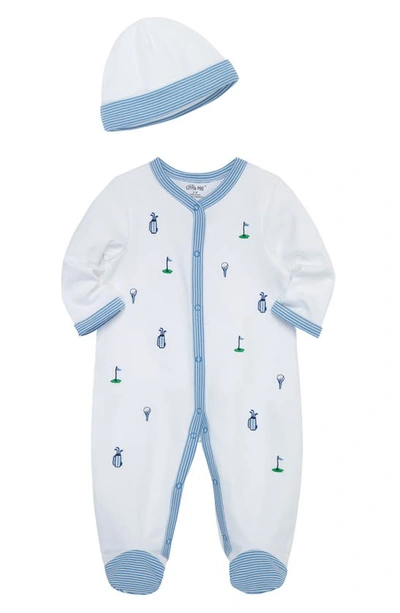 Shop Little Me Fore! Golf Embroidered Cotton Footie & Hat Set In White
