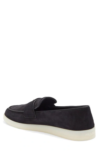 Prada Suede Slip-on Shoes In Nero
