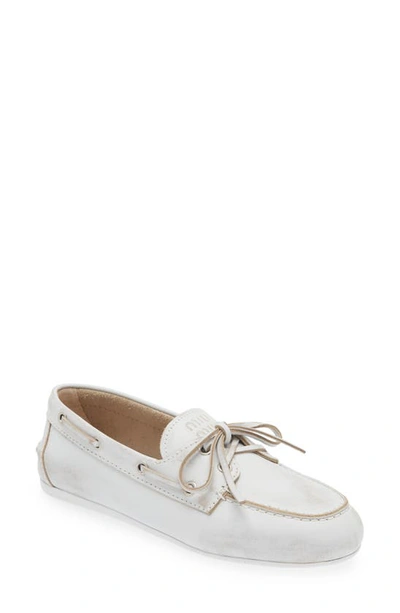 Shop Miu Miu Boat Shoe In White