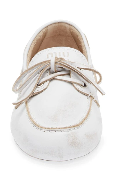 Shop Miu Miu Boat Shoe In White