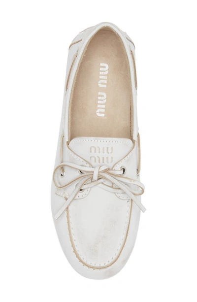 Shop Miu Miu Boat Shoe In White