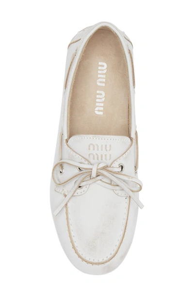 Miu Miu Boat Shoe In White