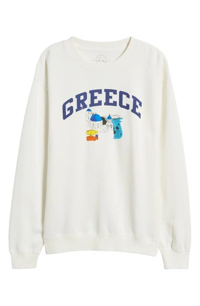 Shop Hi Res Greece Varsity Sweatshirt In Washed Marshmallow