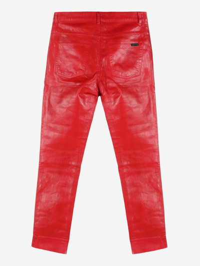 Shop Saint Laurent Cotton Trousers In Red
