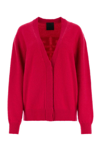 Shop Givenchy 4g Motif Knit Cardigan In Red