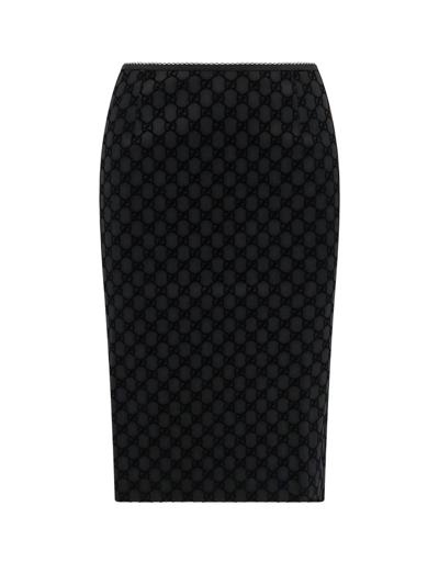 Shop Gucci Gg Printed Duchesse Skirt In Black
