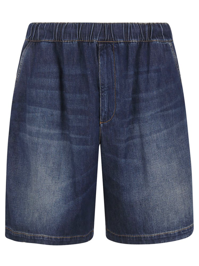 Shop Valentino High Waist Denim Shorts In Blue