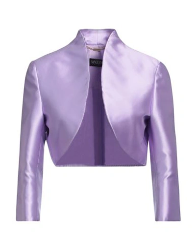 Shop Sangermano Woman Blazer Lilac Size 12 Polyester In Purple