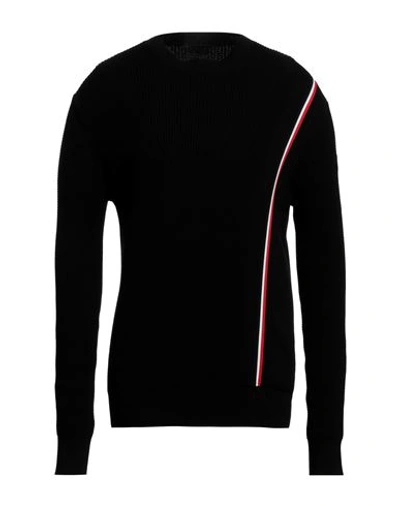 Moncler Men's Tricolor Waffle-knit Sweater In Black