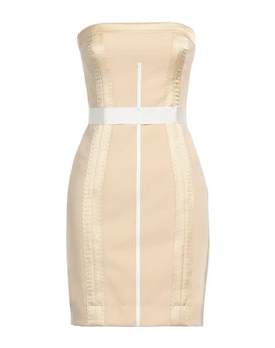 Shop Moschino Woman Mini Dress Sand Size 6 Polyester, Polyurethane, Viscose, Polyamide, Elastane In Beige