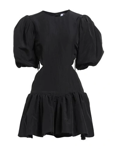 Shop Msgm Woman Mini Dress Black Size 2 Viscose, Linen
