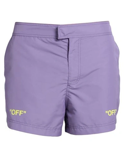 Shop Off-white Man Swim Trunks Light Purple Size M Polyester