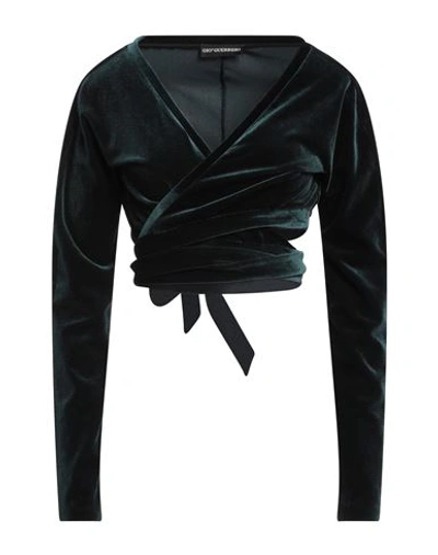Shop Gio' Guerreri Woman Wrap Cardigans Dark Green Size 12 Polyester, Elastane