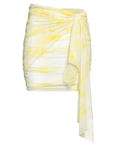 Shop Msgm Woman Mini Skirt Light Yellow Size 8 Polyamide, Elastane