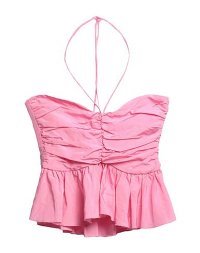 Shop Msgm Woman Top Pink Size 10 Viscose, Linen