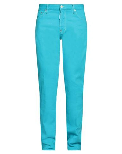 Shop Dsquared2 Man Jeans Azure Size 34 Cotton, Elastane In Blue
