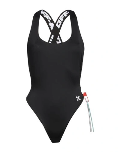 Shop Off-white Woman One-piece Swimsuit Black Size 4 Polyester, Elastane