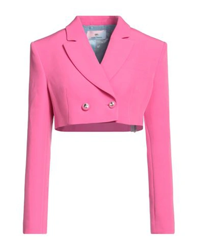 Shop Chiara Ferragni Woman Blazer Fuchsia Size 4 Polyester, Elastane In Pink