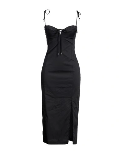 Shop Patrizia Pepe Woman Midi Dress Black Size 8 Cotton, Polyamide, Elastane