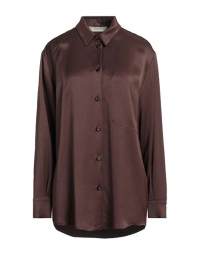 Shop Tela Woman Shirt Brown Size 8 Viscose, Wool