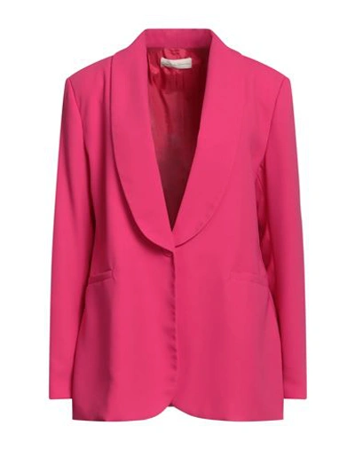 Shop Cristina Gavioli Woman Blazer Fuchsia Size 10 Polyester In Pink