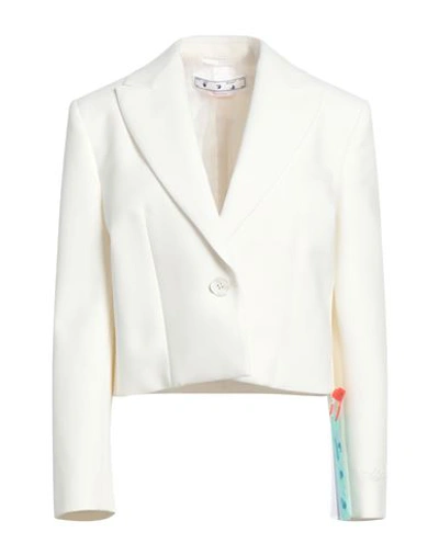 Off-white Woman Blazer Ivory Size 6 Polyester, Virgin Wool, Elastane In White
