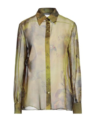 Shop Alberta Ferretti Woman Shirt Military Green Size 10 Silk