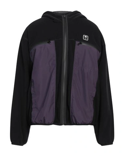 Shop Palm Angels Man Jacket Dark Purple Size Xl Polyester