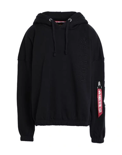 Alpha Industries Woman Sweatshirt Black Size Xl Polyester In Black