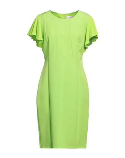Shop Corte Dei Gonzaga Woman Midi Dress Acid Green Size 12 Polyester, Elastane