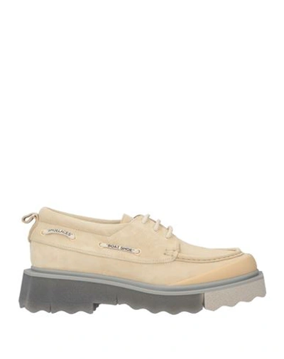 Shop Off-white Man Lace-up Shoes Beige Size 12 Soft Leather