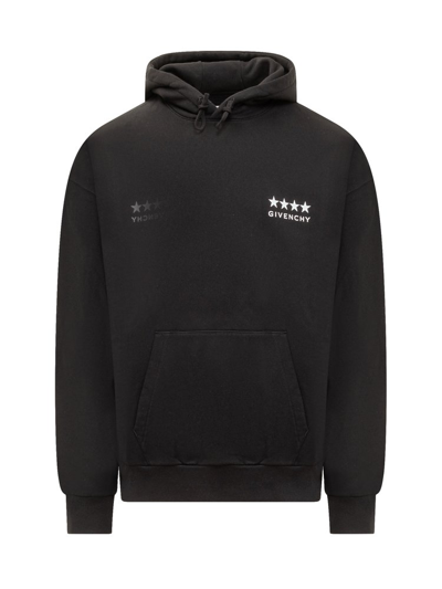 Shop Givenchy Logo Embroidered Drawstring Hoodie In Black