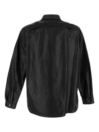 Shop Rick Owens Leather Outershirt In Black