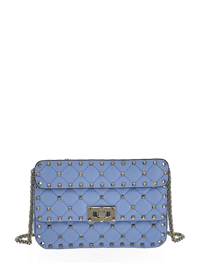 Shop Valentino Small Nappa Rockstud Spike Bag In Blue