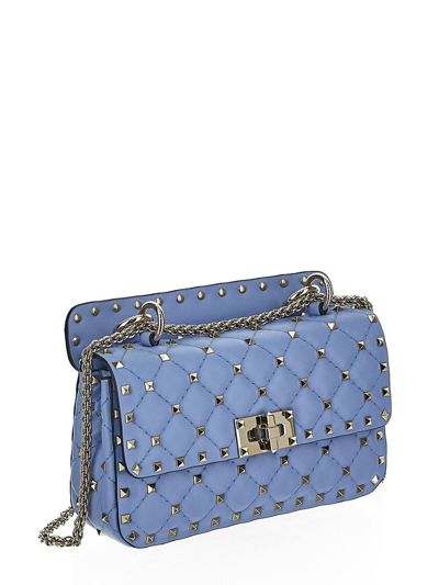 Shop Valentino Small Nappa Rockstud Spike Bag In Blue