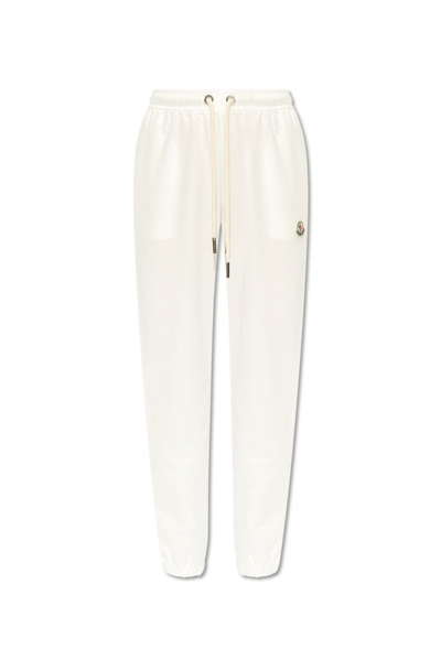 Shop Moncler Logo Patch Sweatpants In White