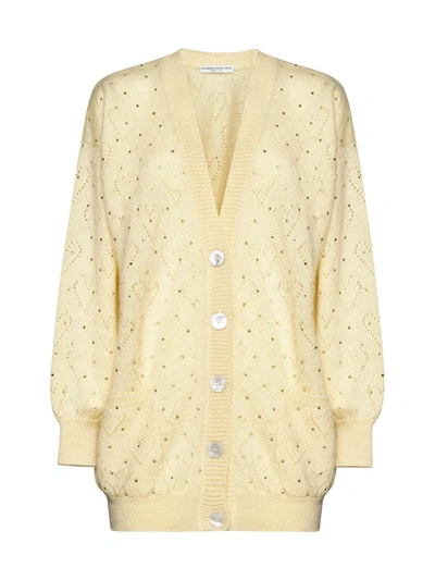 Shop Alessandra Rich Sweaters In Pale Yellow
