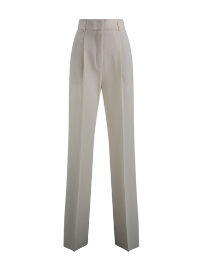 Shop Max Mara Studio High Waisted Straight Leg Trousers In White