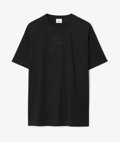 Shop Burberry T-shirt Con Logo Ekd Ricamato In Black