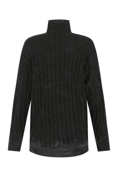 Shop Balenciaga Woman Black Silk Blend Oversize Sweater
