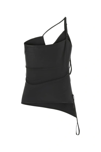 Shop Balenciaga Woman Black Stretch Nylon Top