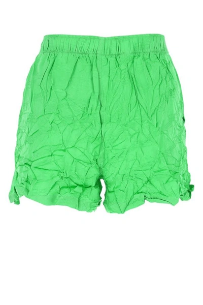 Shop Balenciaga Woman Fluo Green Viscose Shorts