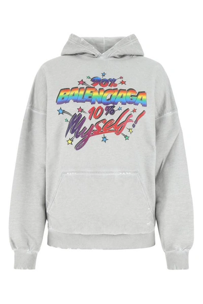 Balenciaga Grey Cotton Oversize Sweatshirt In Multi
