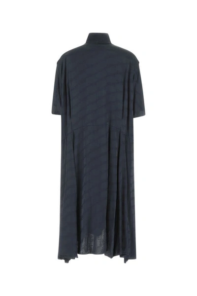 Shop Balenciaga Woman Navy Blue Viscose Dress