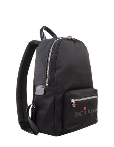 Shop Kiton Nylon Backpack With Logo In Black