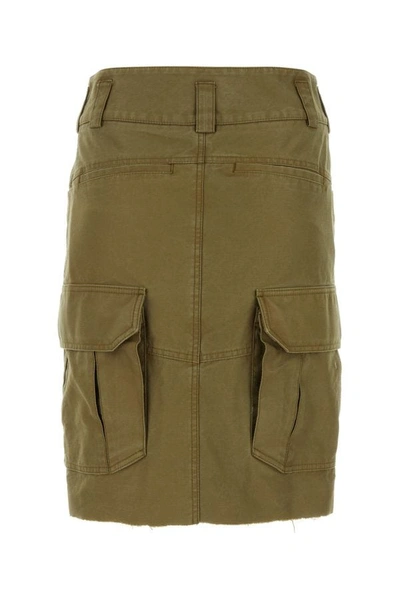 Shop Givenchy Woman Army Green Cotton Skirt