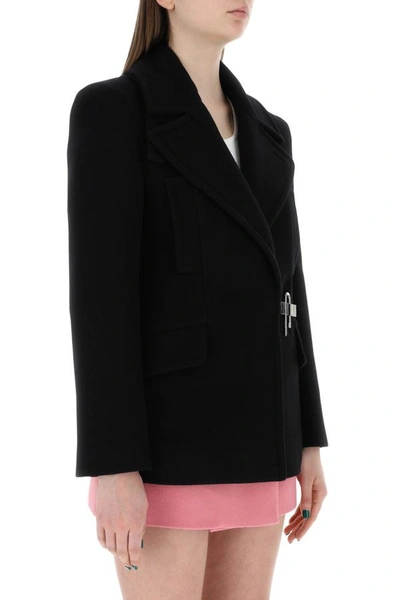 Shop Givenchy Woman Black Wool Coat