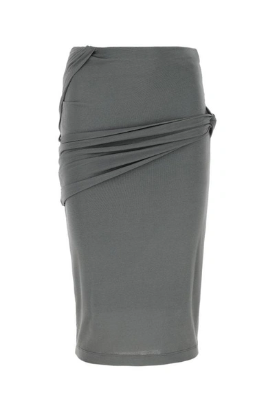 Givenchy Asymmetrical Draped Skirt With Elastic Waistband In Gray
