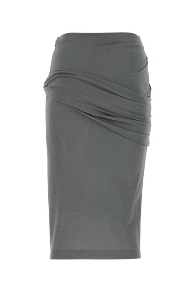 Givenchy Asymmetrical Draped Skirt With Elastic Waistband In Gray